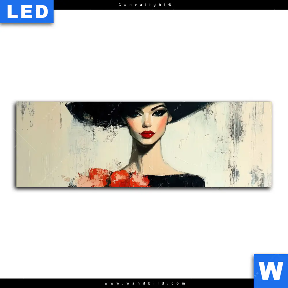 Canvalight® Leuchtbild | Dame mit roten Tulpen | Panorama - Image 2