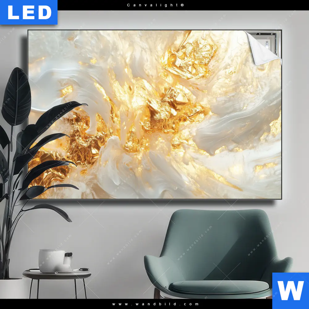 Canvalight® Leuchtbild | Edle Farbexplosion Gold | Querformat