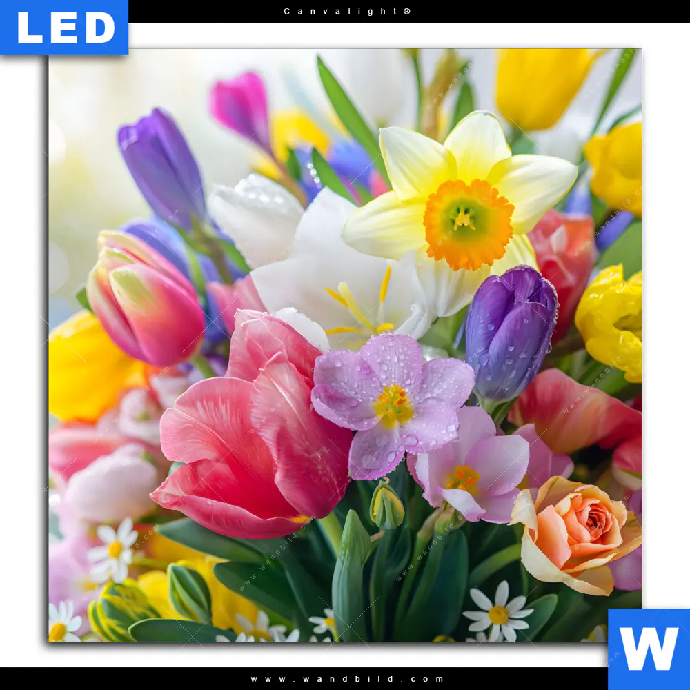 Canvalight® Leuchtbild | Farbenfrohe Frühlingsblüten | Quadrat - Image 2