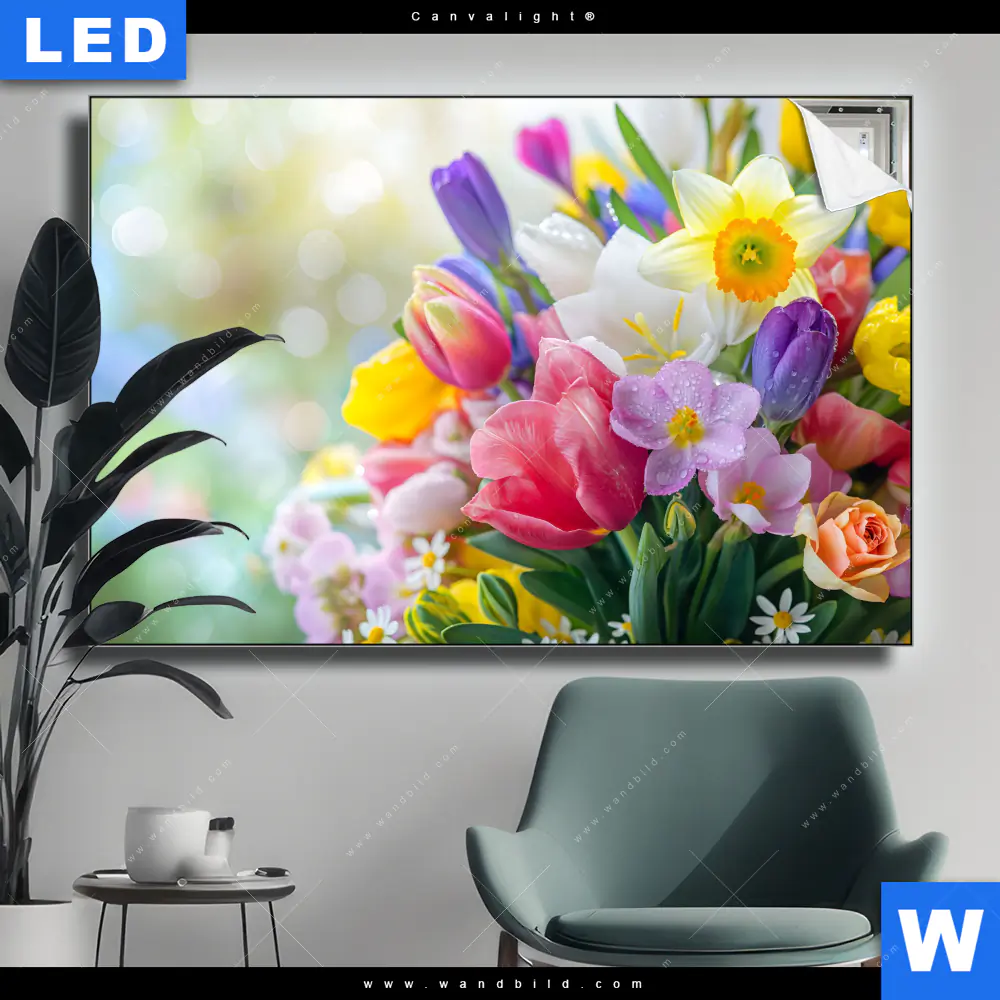 Canvalight® Leuchtbild | Farbenfrohe Frühlingsblüten | Querformat