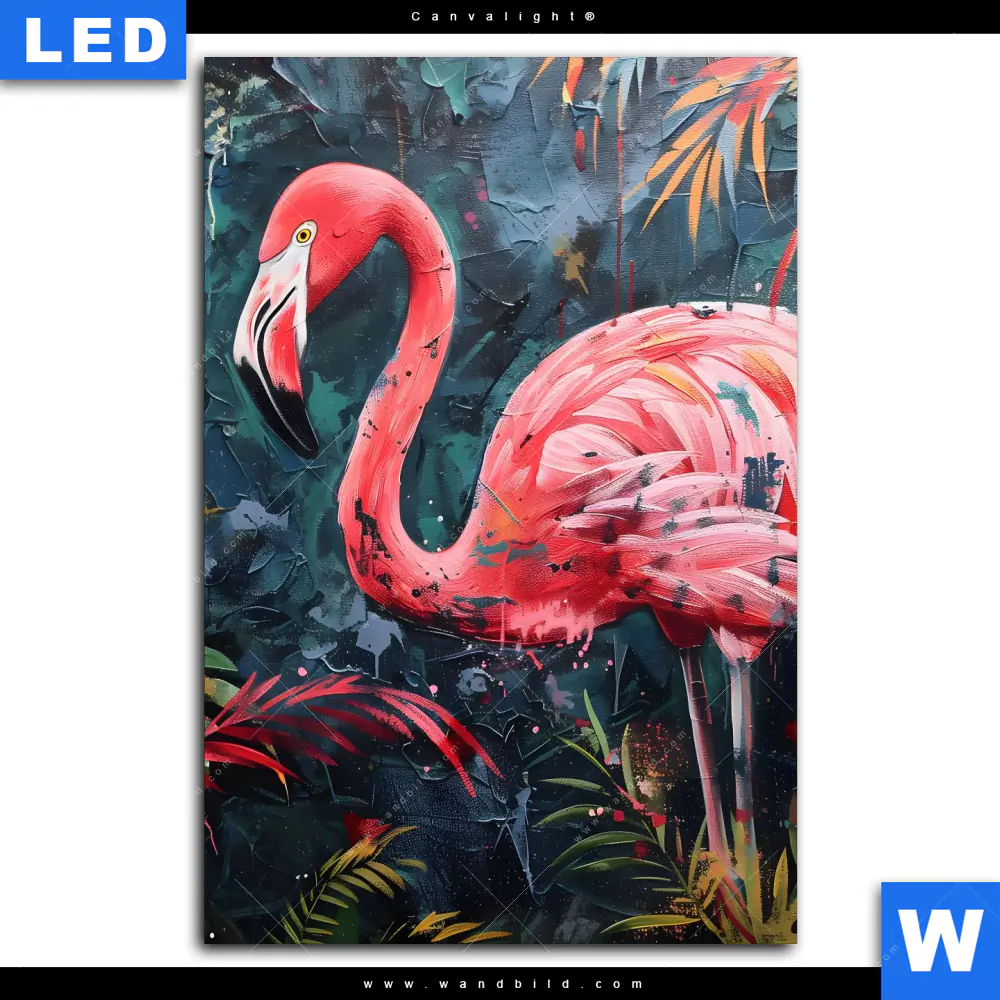 Canvalight® Leuchtbild | Flamingo - Dschungel Eleganz | Hochformat - Image 2