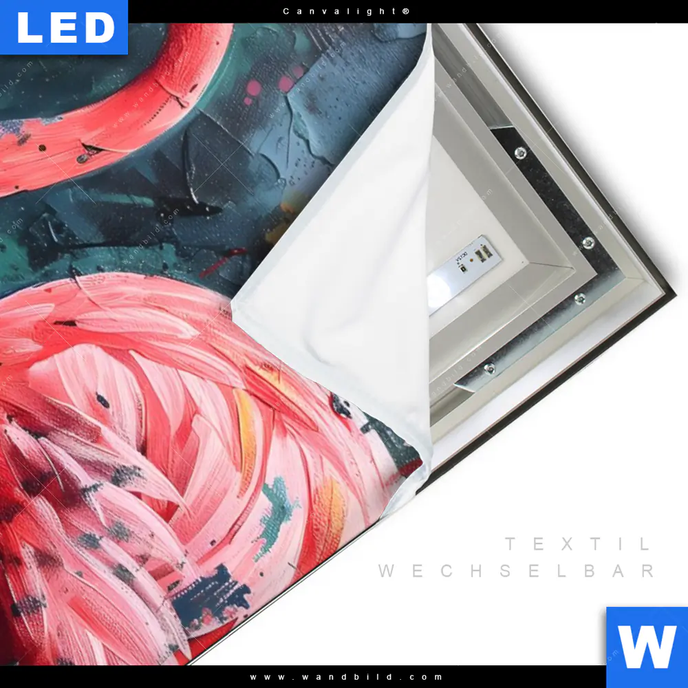 Canvalight® Leuchtbild | Flamingo - Dschungel Eleganz | Hochformat - Image 3