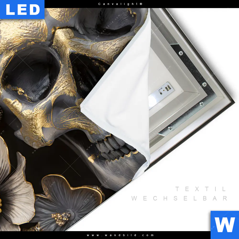 Canvalight® Leuchtbild | Floraler Totenschädel | Quadrat - Image 3
