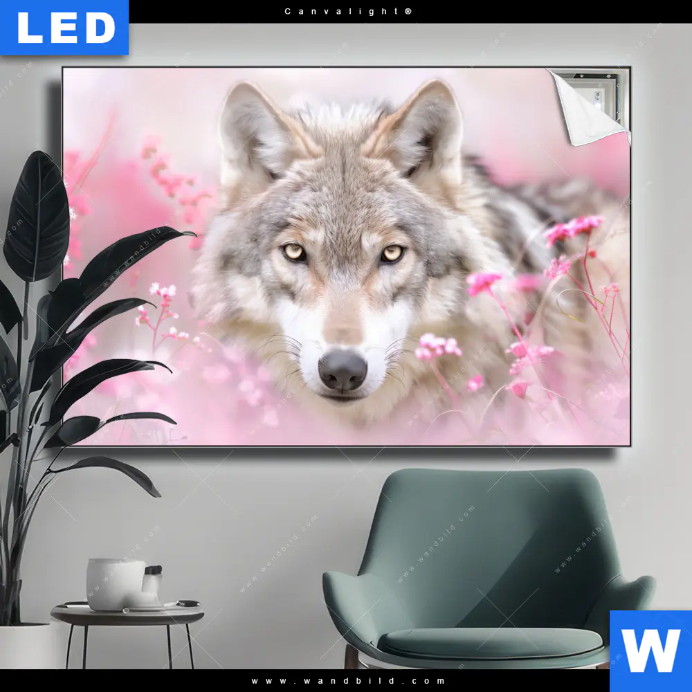Canvalight® Leuchtbild | Friedlicher Wolf | Querformat