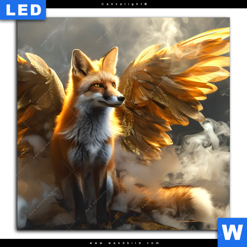 Canvalight® Leuchtbild | Fuchs mit goldenen Flügeln | Quadrat - Image 2