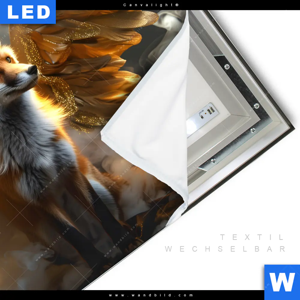 Canvalight® Leuchtbild | Fuchs mit goldenen Flügeln | Quadrat - Image 3