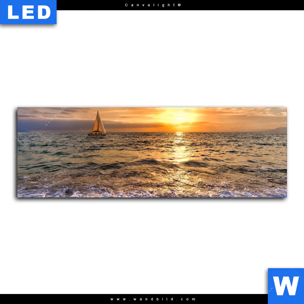 Canvalight® Leuchtbild | Goldenes Licht am Meer | Panorama - Image 2