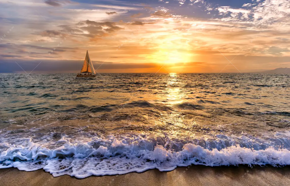 Canvalight® Leuchtbild | Goldenes Licht am Meer | Panorama - Image 5