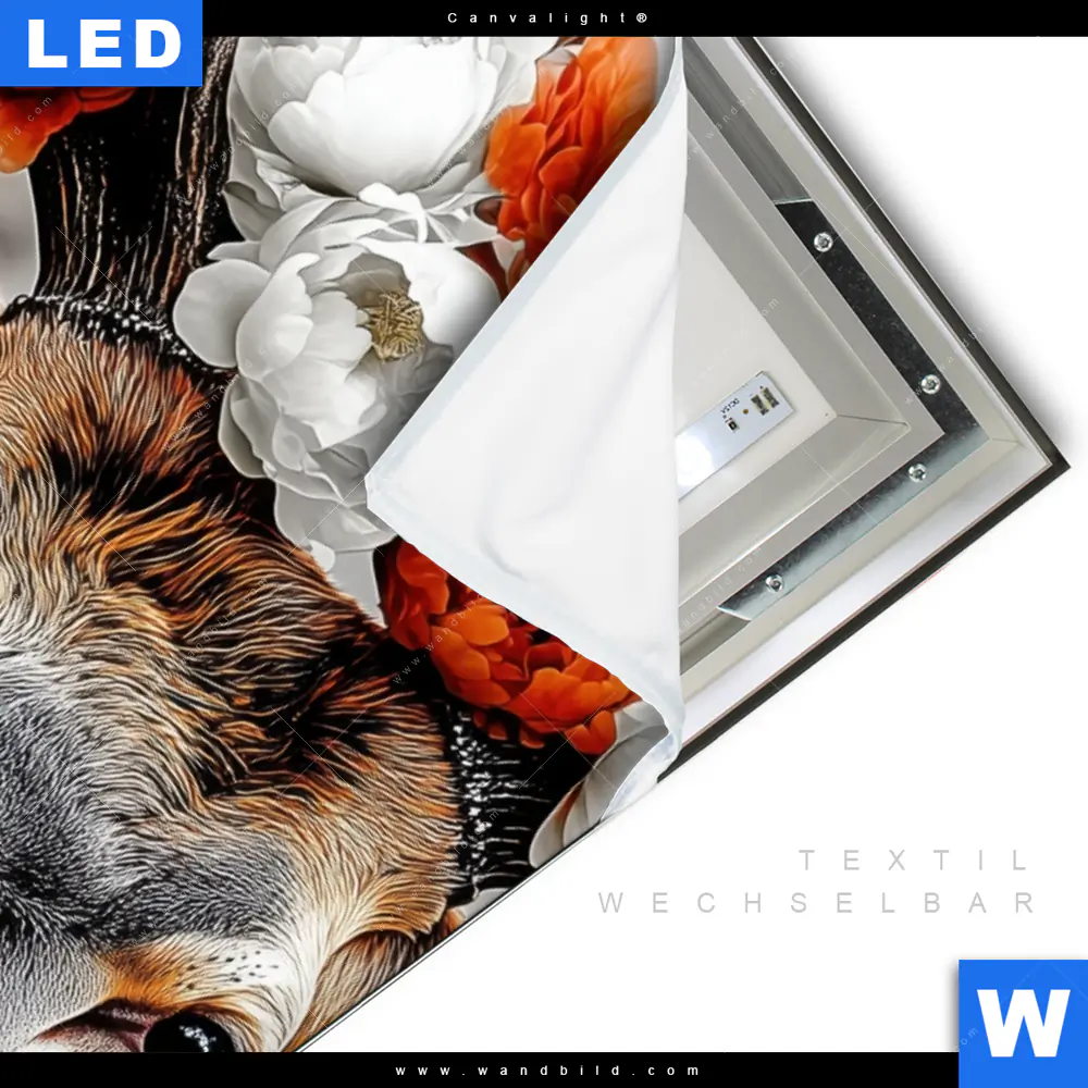 Canvalight® Leuchtbild | Hirsch mit Blumenkrone | Hochformat - Image 3