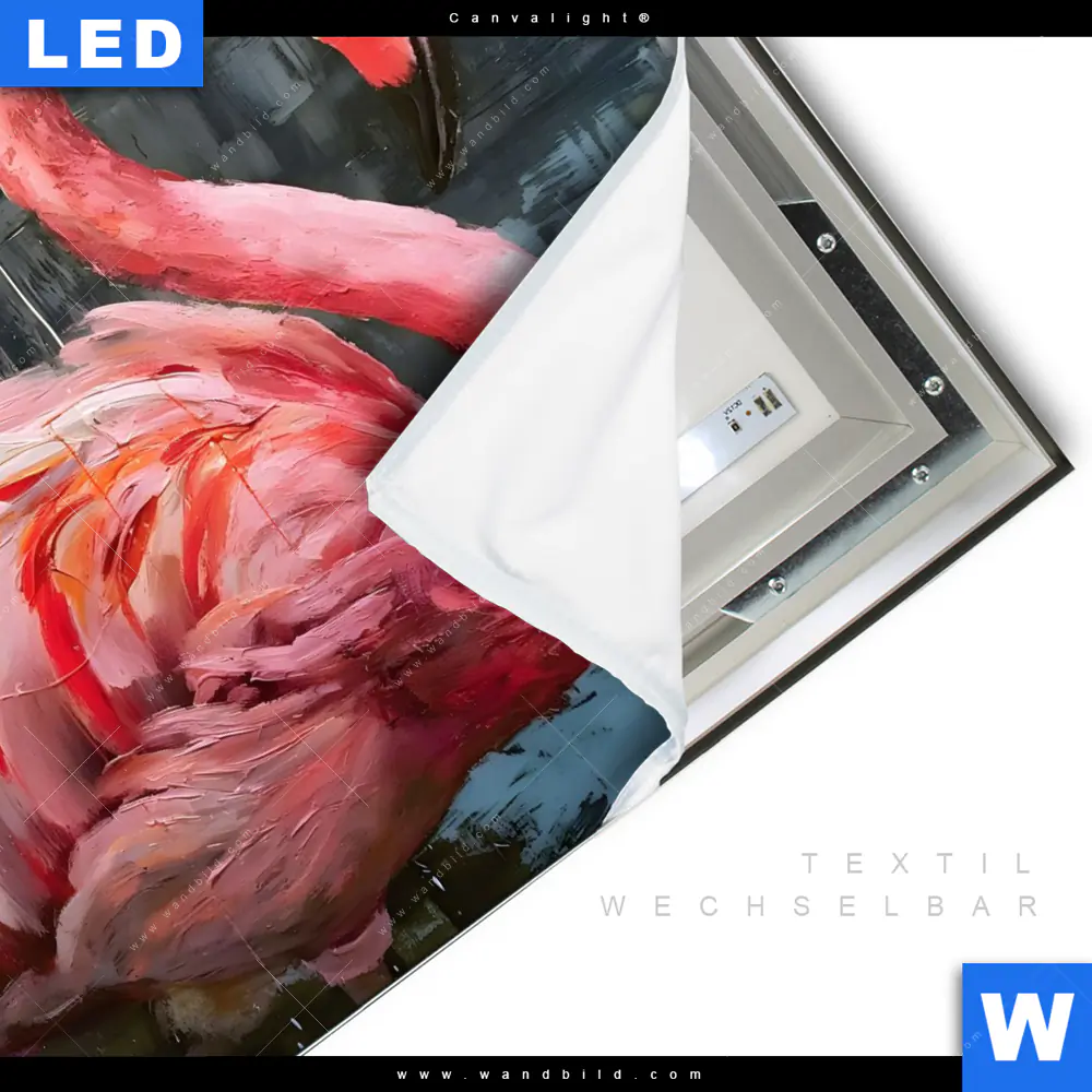 Canvalight® Leuchtbild | Kunstvoller Flamingo | Quadrat - Image 3