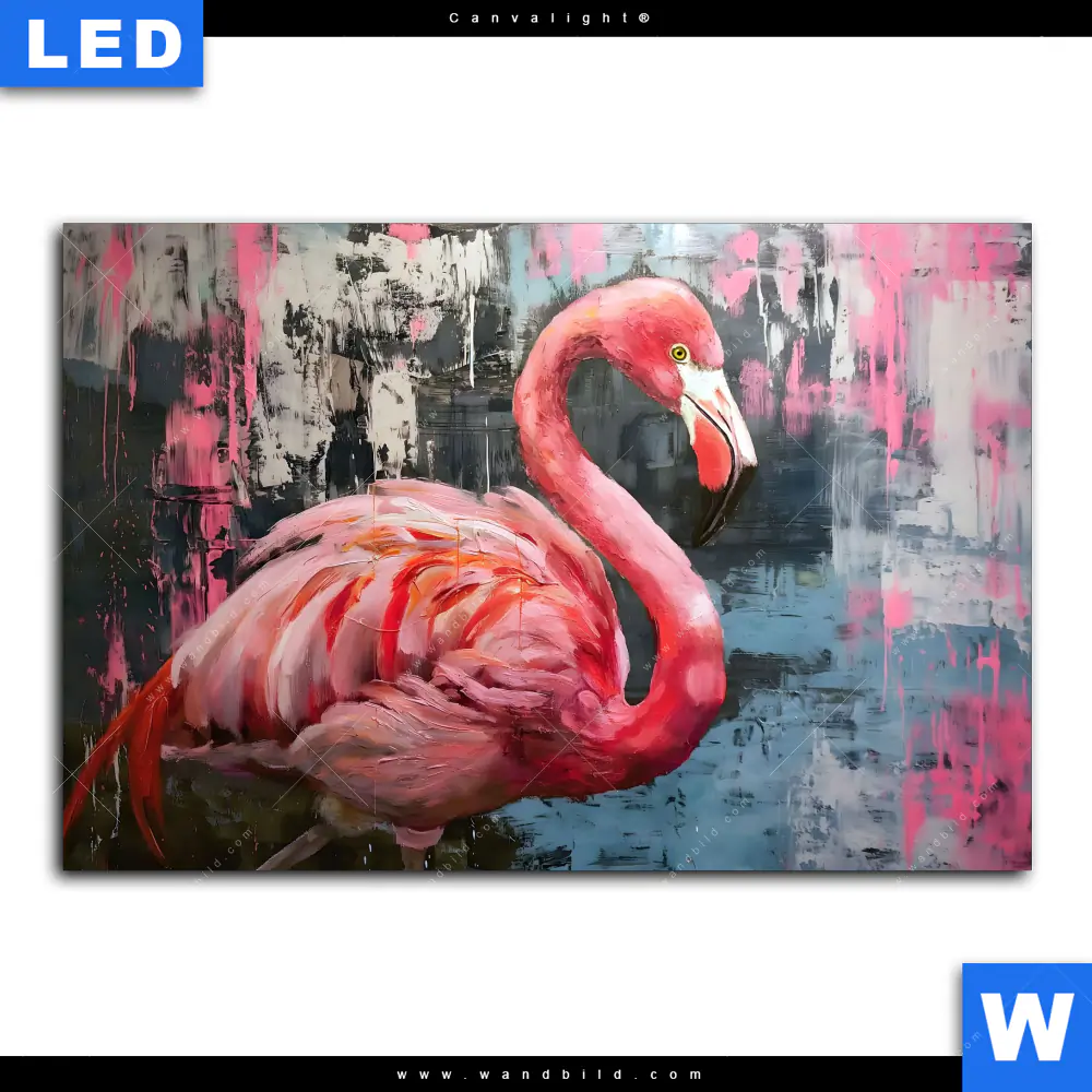 Canvalight® Leuchtbild | Kunstvoller Flamingo | Querformat - Image 2