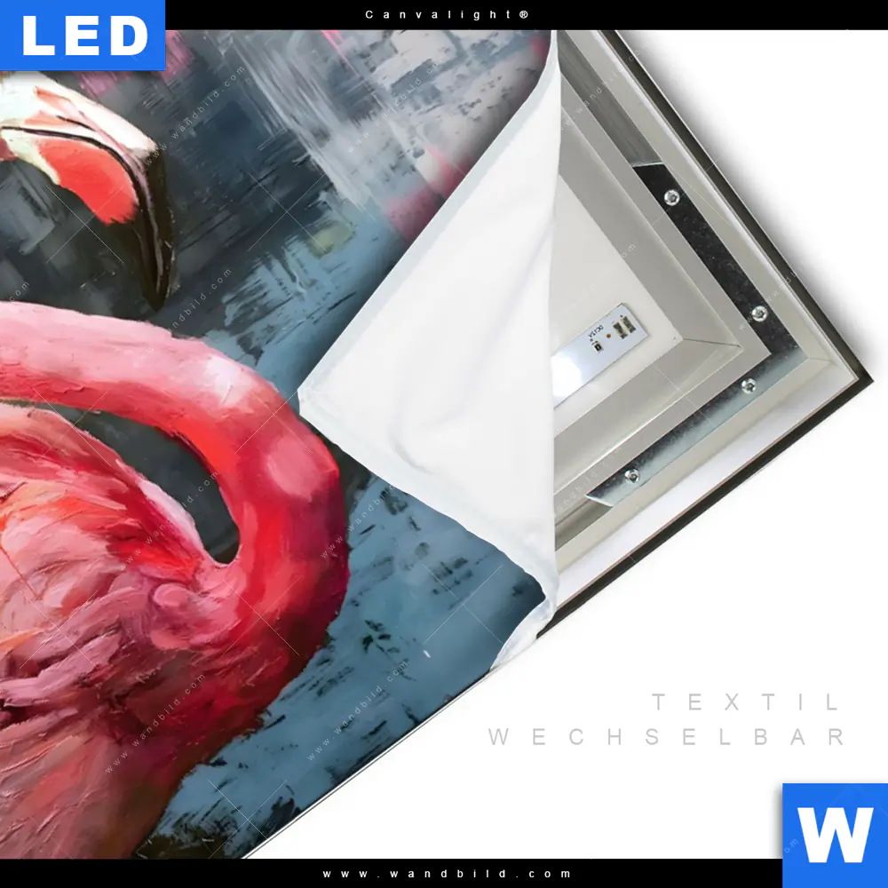 Canvalight® Leuchtbild | Kunstvoller Flamingo | Querformat - Image 3