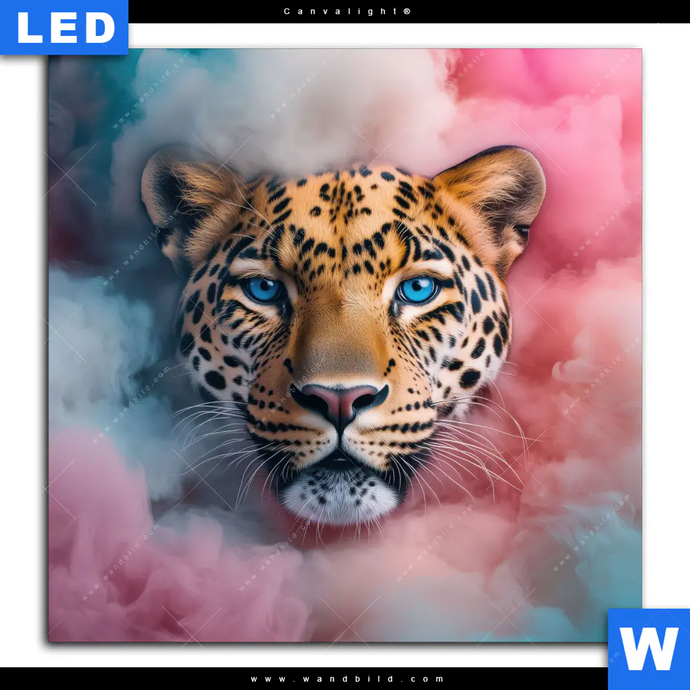 Canvalight® Leuchtbild | Leopard im Farbnebel | Quadrat - Image 2