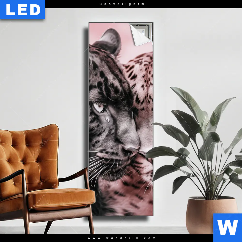 Canvalight® Leuchtbild | Leoparden - Harmonie in Pastell | Schmal