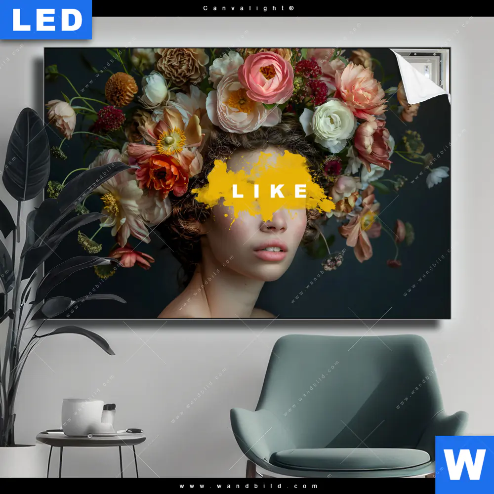 Canvalight® Leuchtbild | LIKE - Florales Porträt | Querformat