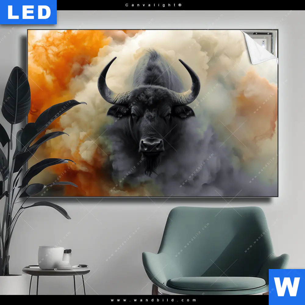 Canvalight® Leuchtbild | Mächtiger Büffel | Querformat