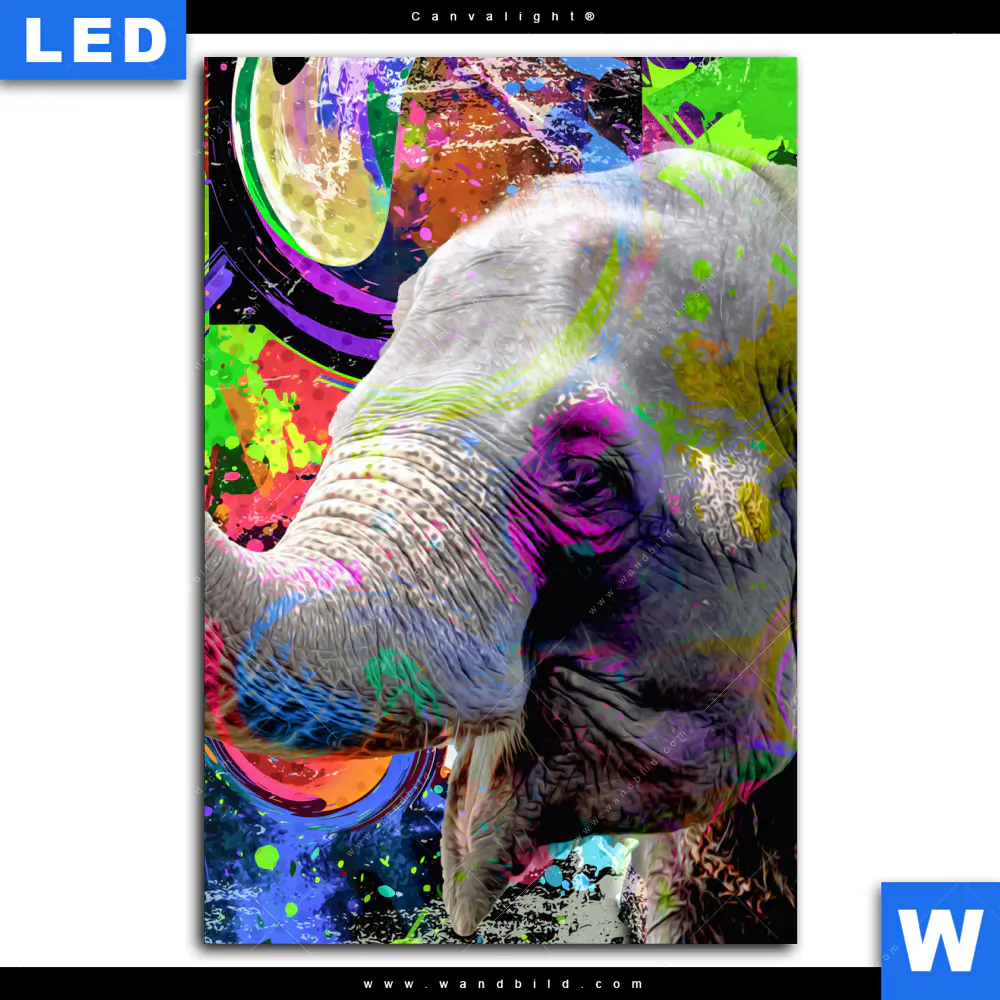Canvalight® Leuchtbild | Moderner bunter Elefant No. 2 | Hochformat - Image 2
