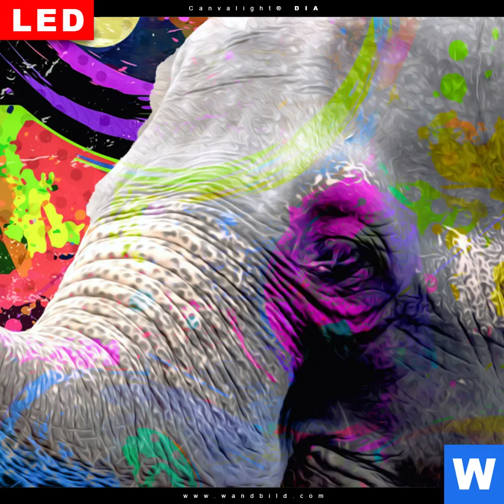 Canvalight® Leuchtbild | Moderner bunter Elefant No. 2 | Hochformat - Image 4