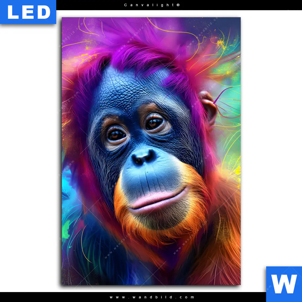 Canvalight® Leuchtbild | Orang-Utan in Regenbogenfarben | Hochformat - Image 2