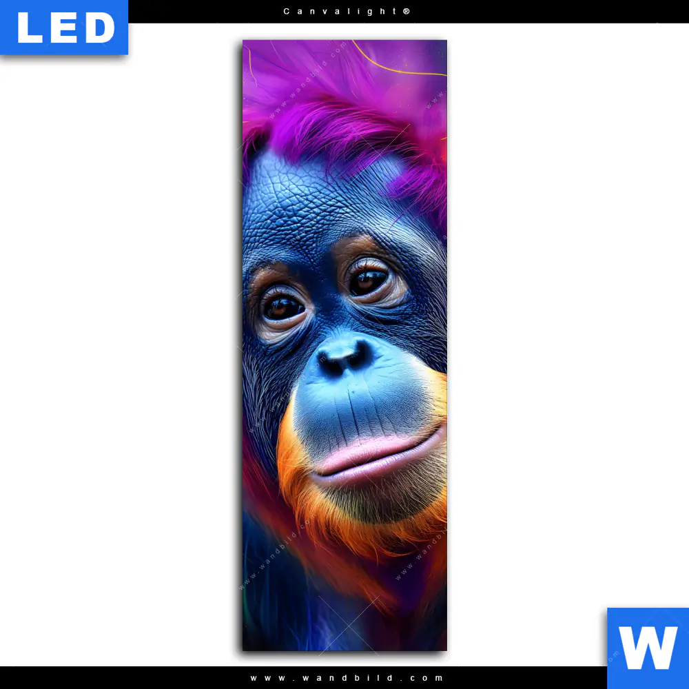 Canvalight® Leuchtbild | Orang-Utan in Regenbogenfarben | Schmal - Image 2