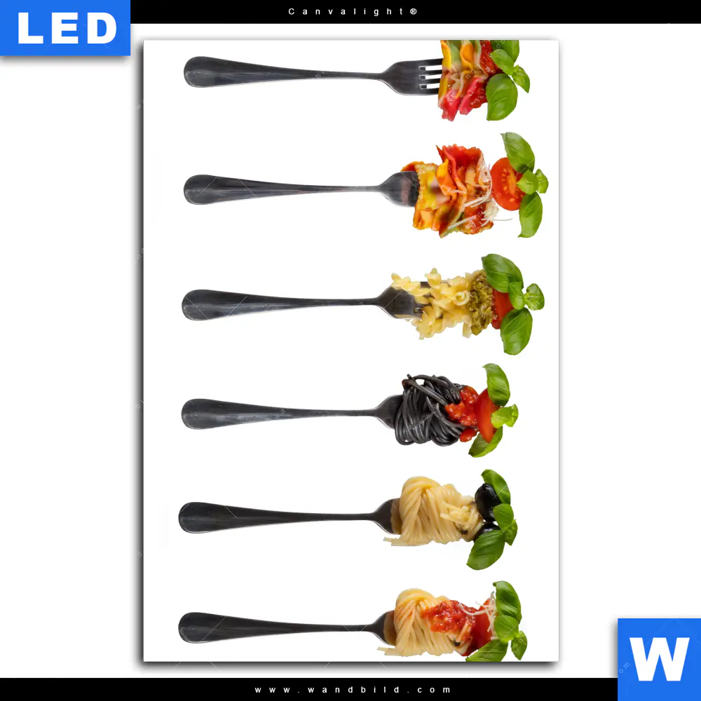 Canvalight® Leuchtbild | Pasta auf Gabeln | Hochformat - Image 2