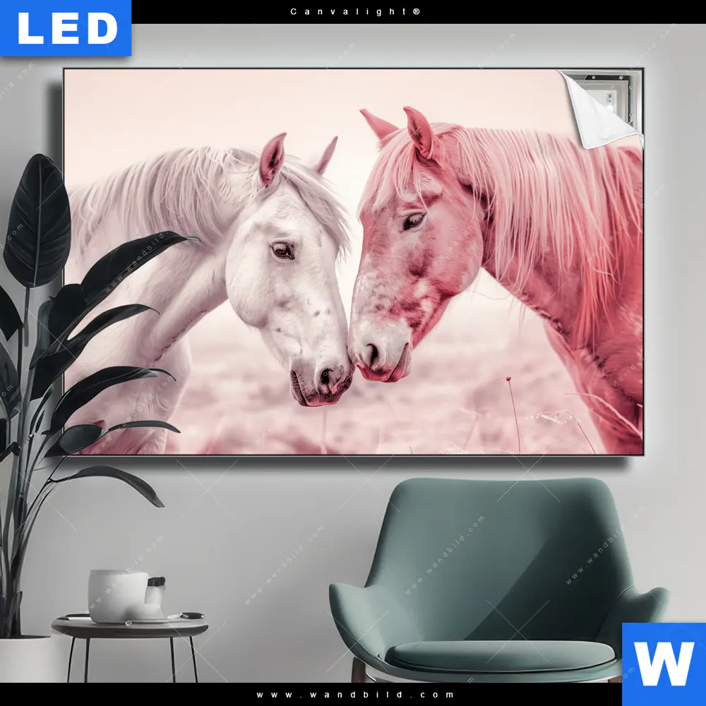 Canvalight® Leuchtbild | Pferde - Harmonie in Pastell | Querformat