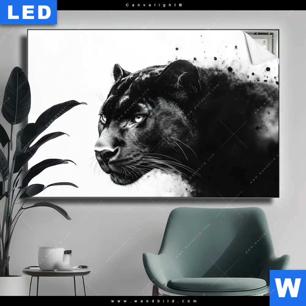 Canvalight® Leuchtbild | Schwarzer Panther | Querformat