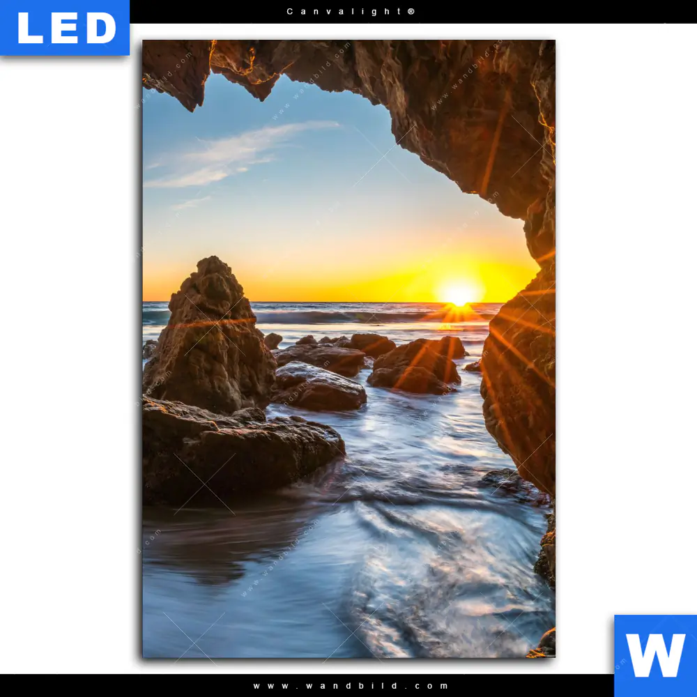 Canvalight® Leuchtbild | Sonnenuntergang in Meeresgrotte | Hochformat - Image 2