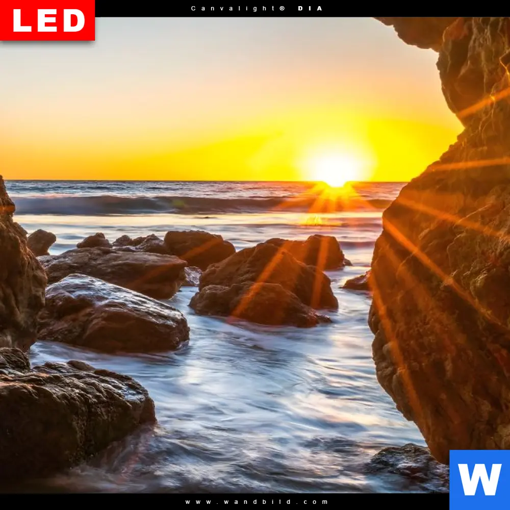 Canvalight® Leuchtbild | Sonnenuntergang in Meeresgrotte | Hochformat - Image 4