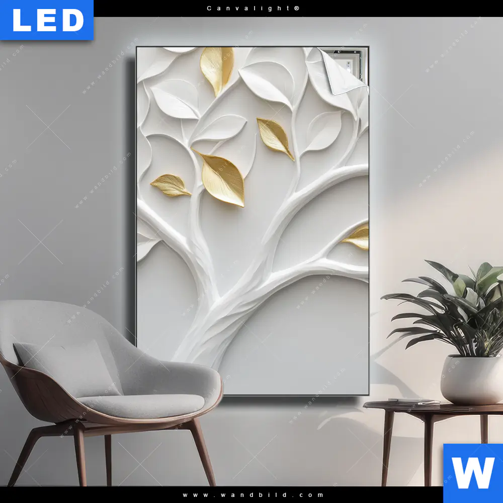 Canvalight® Leuchtbild | Weißer Lebensbaum | Hochformat
