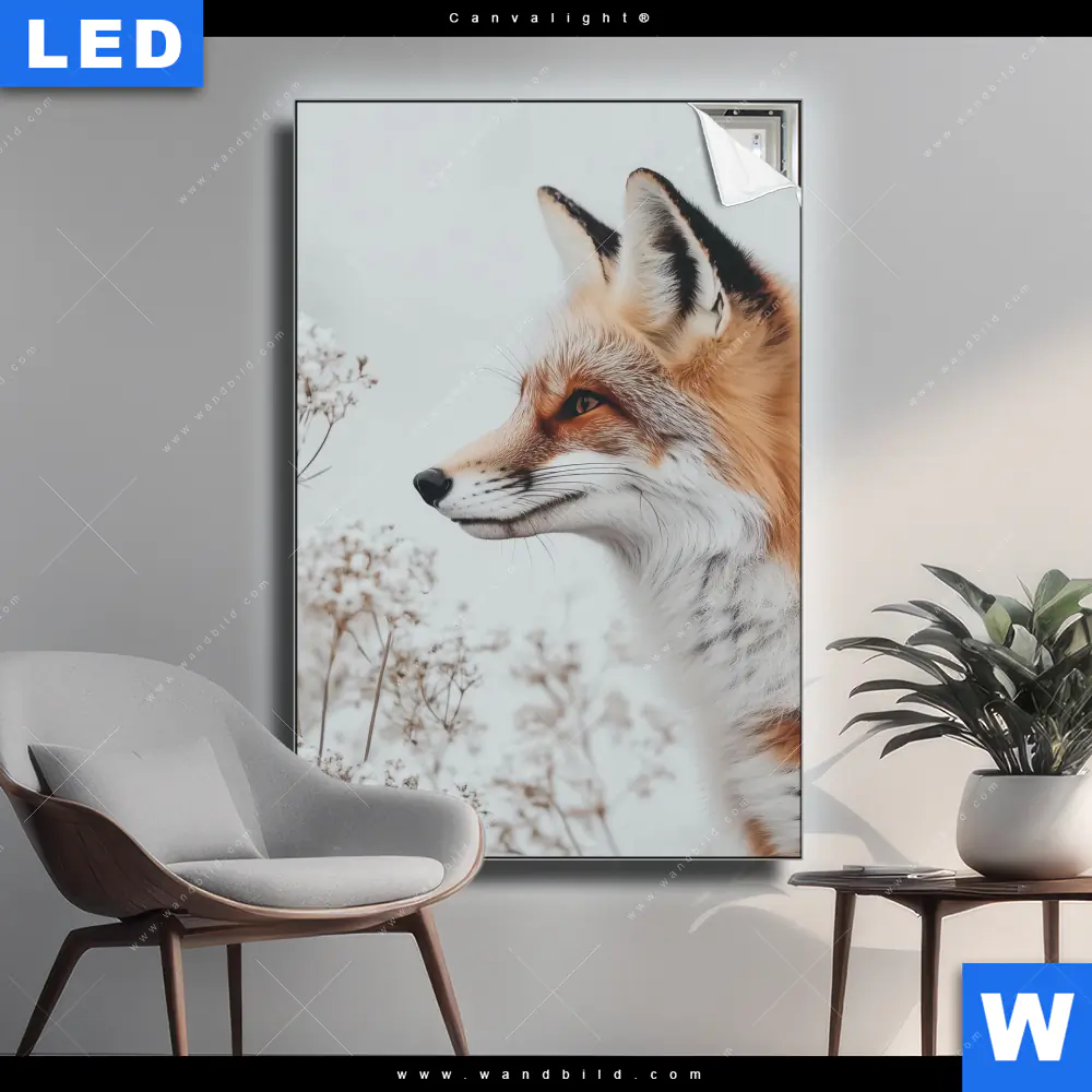 Canvalight® Leuchtbild | Winterstille - Der Fuchs | Hochformat