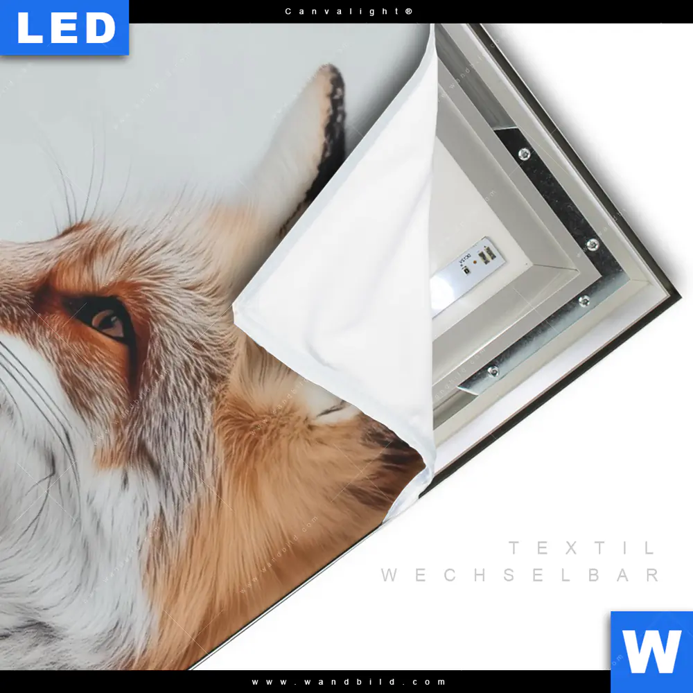 Canvalight® Leuchtbild | Winterstille - Der Fuchs | Hochformat - Image 3