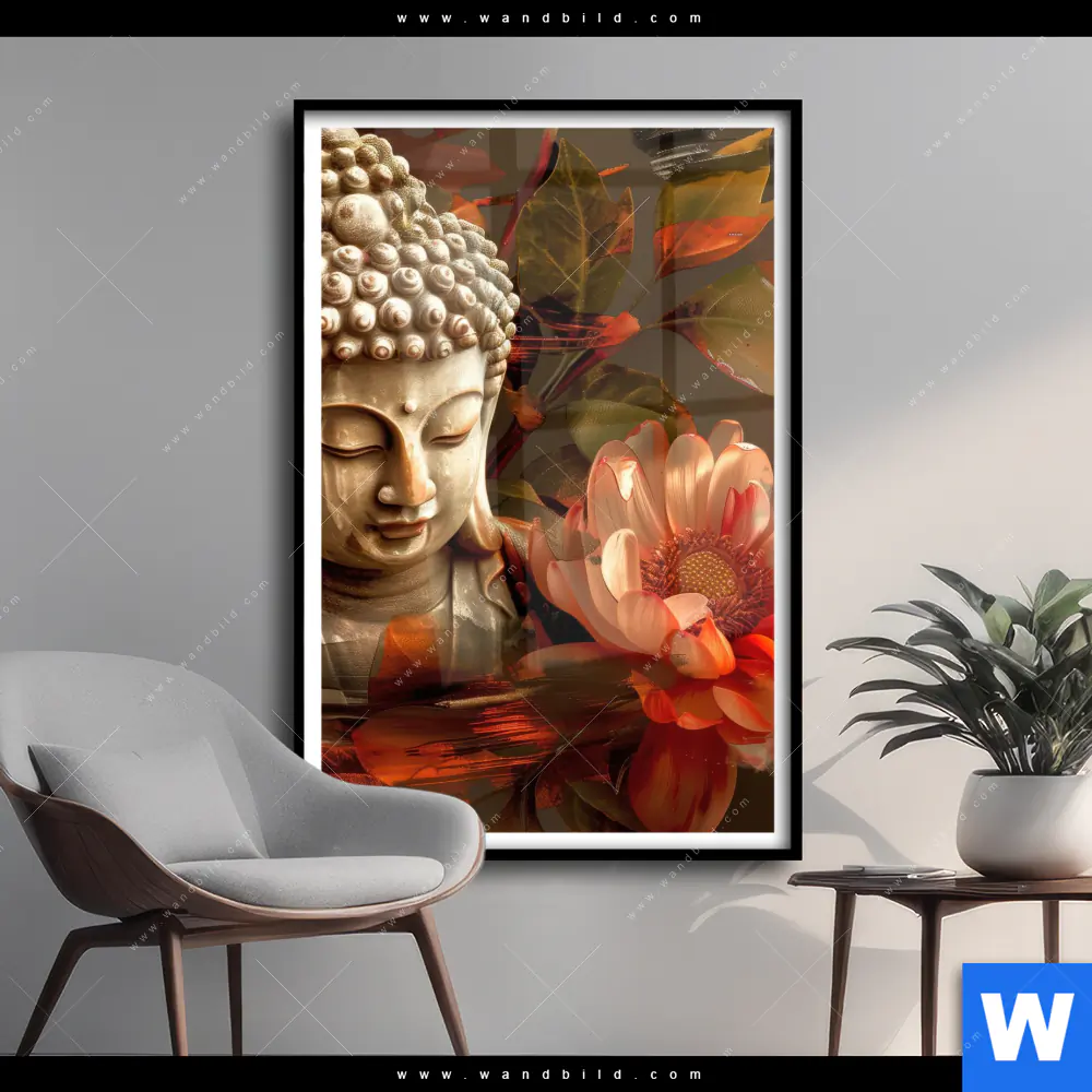Poster | Abstrakter Buddha & Blumen | Hochformat
