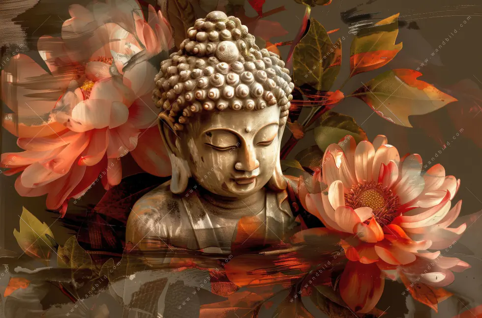 Poster | Abstrakter Buddha & Blumen | Hochformat - Image 5