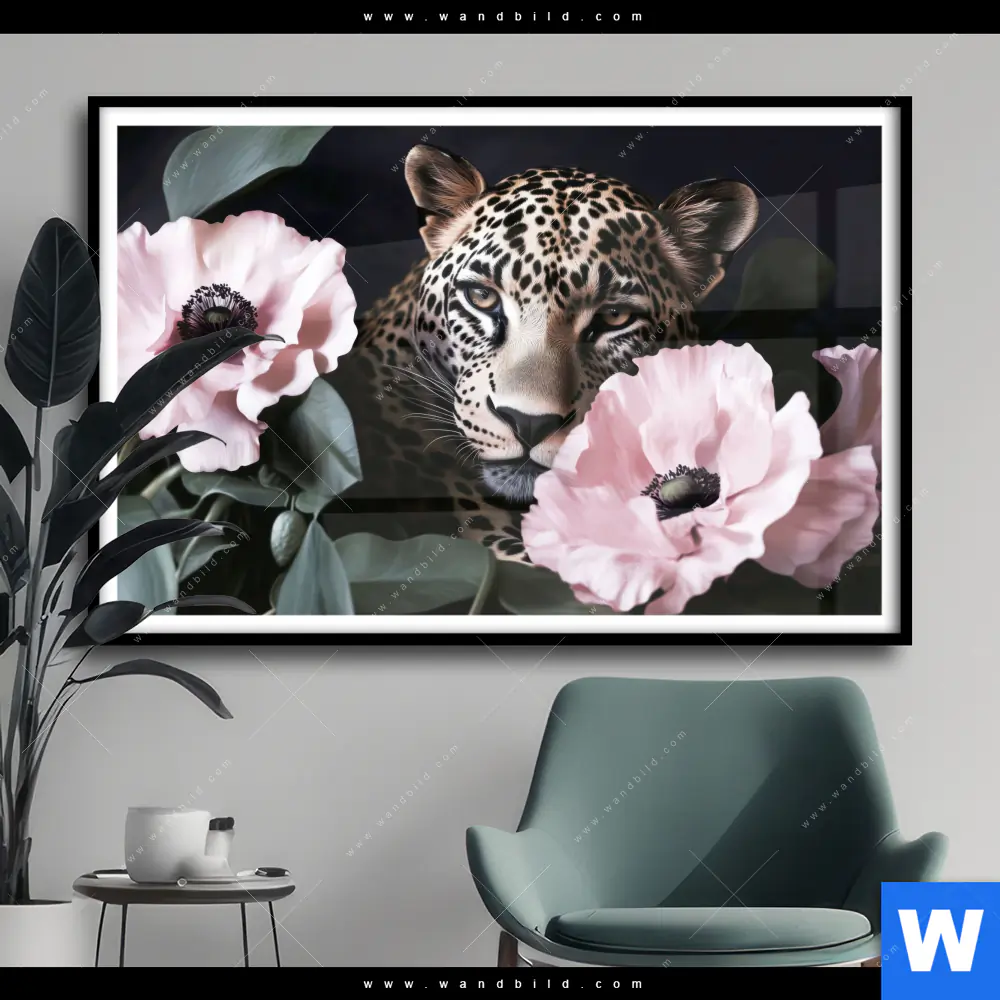 Poster | Blumen und Raubkatzenmagie | Querformat