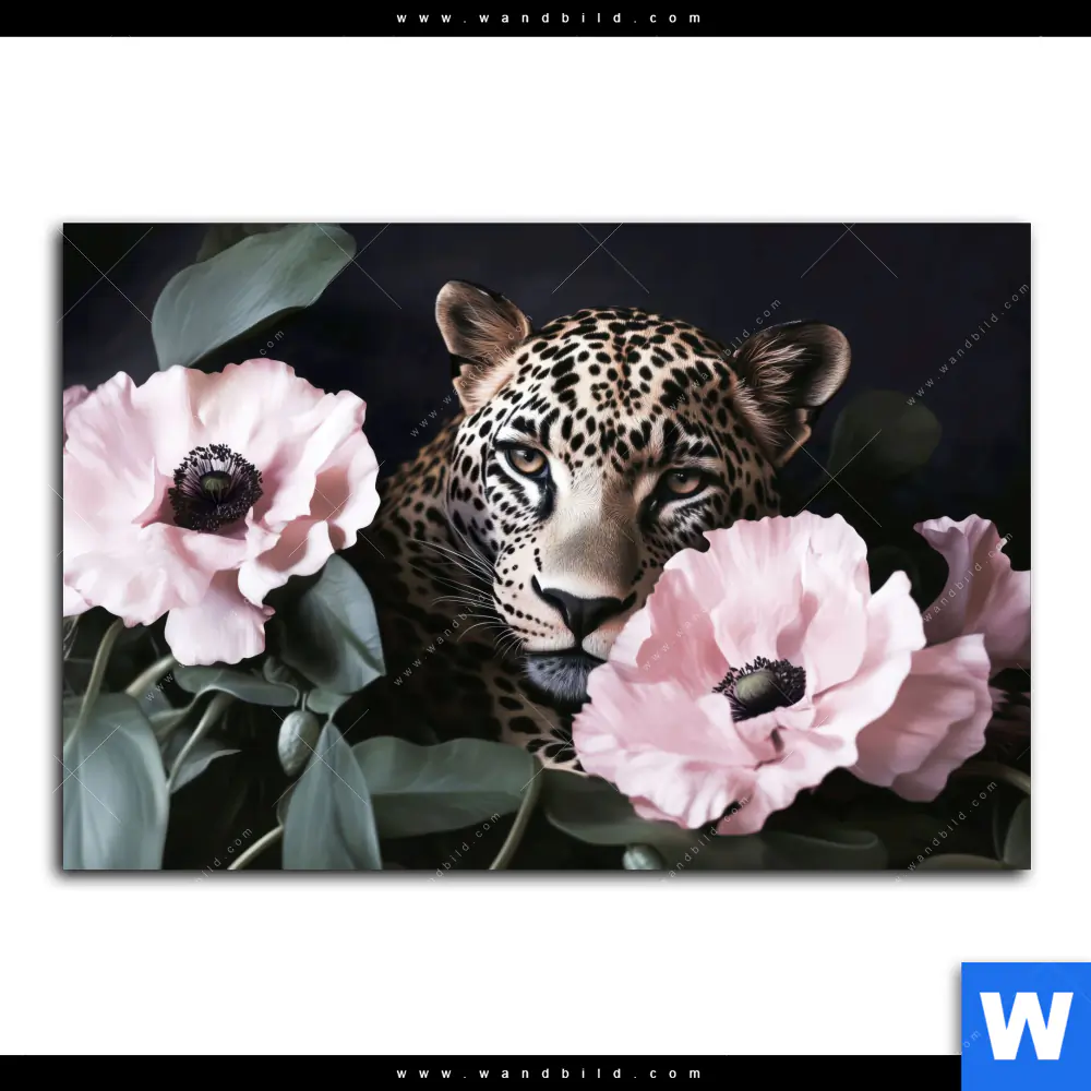 Poster | Blumen und Raubkatzenmagie | Querformat - Image 2
