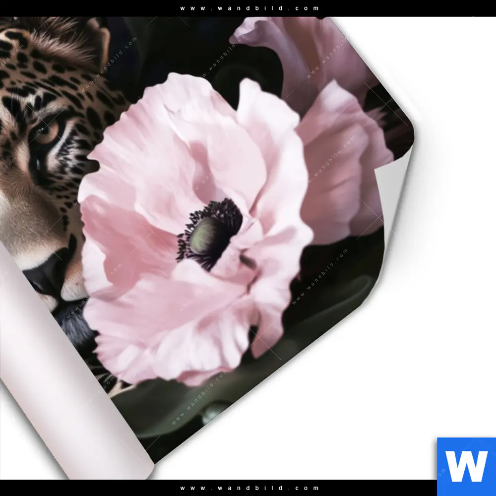 Poster | Blumen und Raubkatzenmagie | Querformat - Image 3