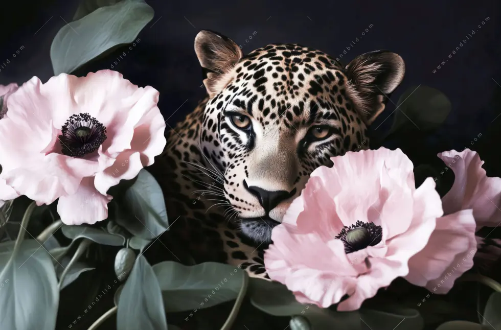 Poster | Blumen und Raubkatzenmagie | Querformat - Image 5