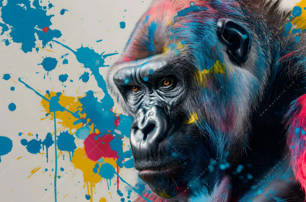 Poster | Bunter Gorilla mit Farbspritzern | Schmal - Image 5