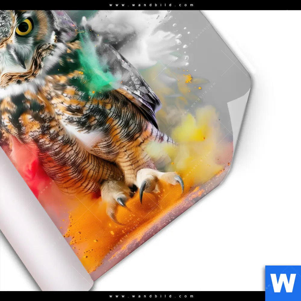 Poster | Farbenexplosion mit Eule | Quadrat - Image 3
