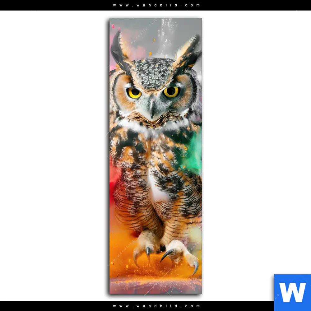Poster | Farbenexplosion mit Eule | Schmal - Image 2