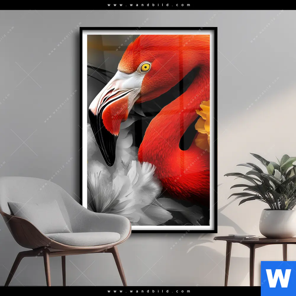 Poster | Flamingo & Blüten | Hochformat