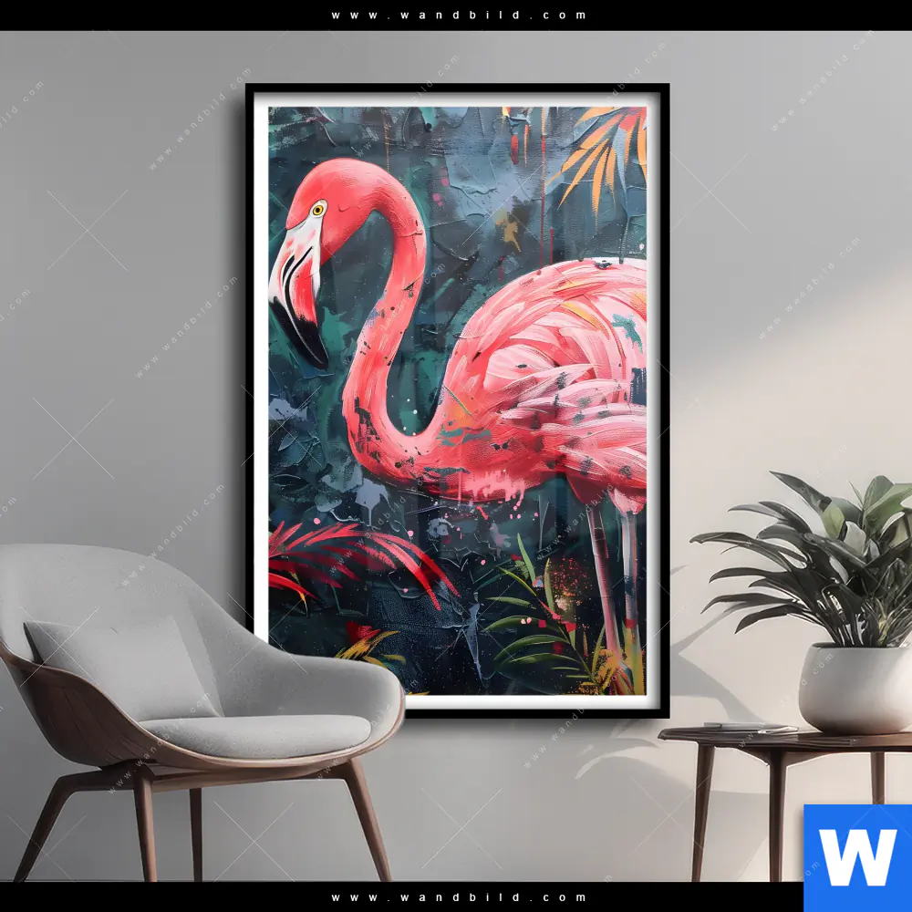 Poster | Flamingo - Dschungel Eleganz | Hochformat