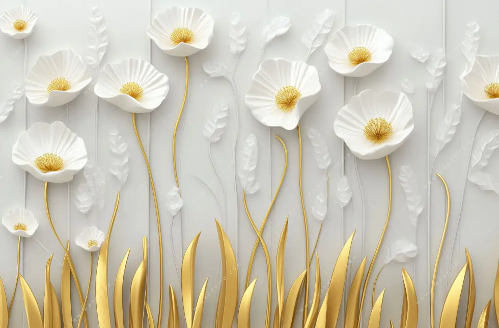 Poster | Florale Leichtigkeit mit Goldglanz | Schmal - Image 5