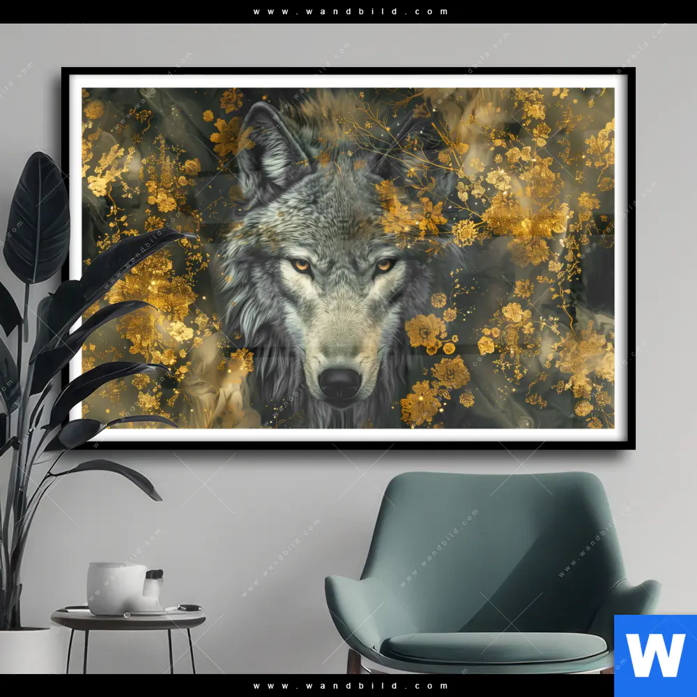 Poster | Goldener Wolfblick | Querformat