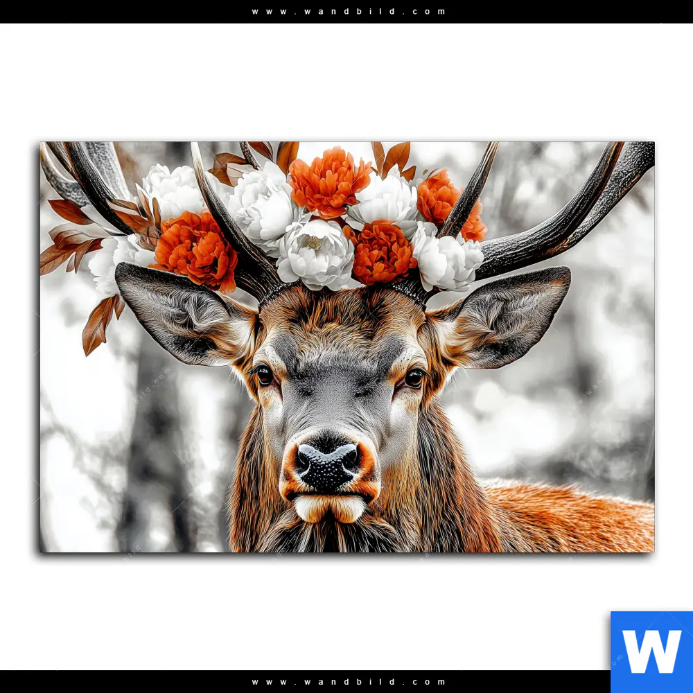 Poster | Hirsch mit Blumenkrone | Querformat - Image 2