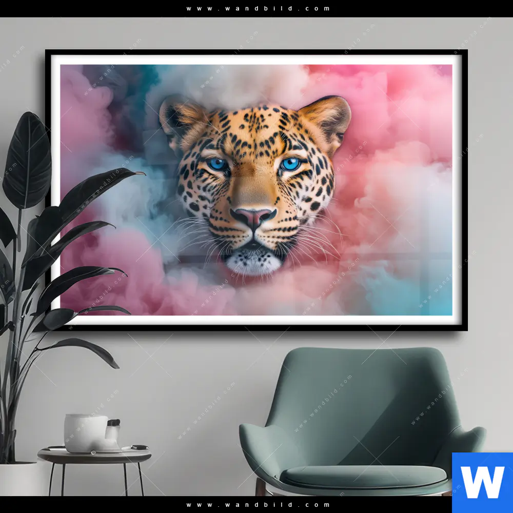 Poster | Leopard im Farbnebel | Querformat