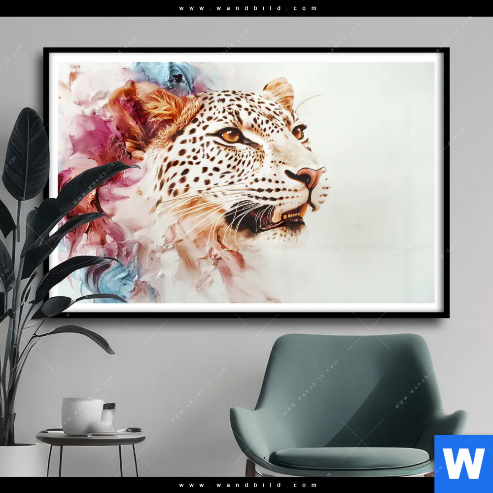 Poster | Leopard in Farbexplosion | Querformat