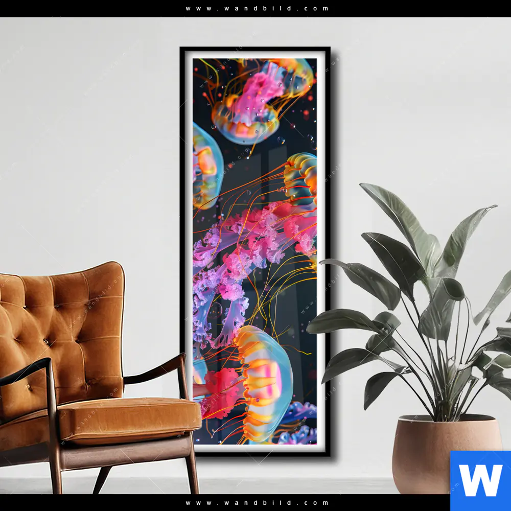 Poster | Leuchtende Quallen unter Wasser | Schmal