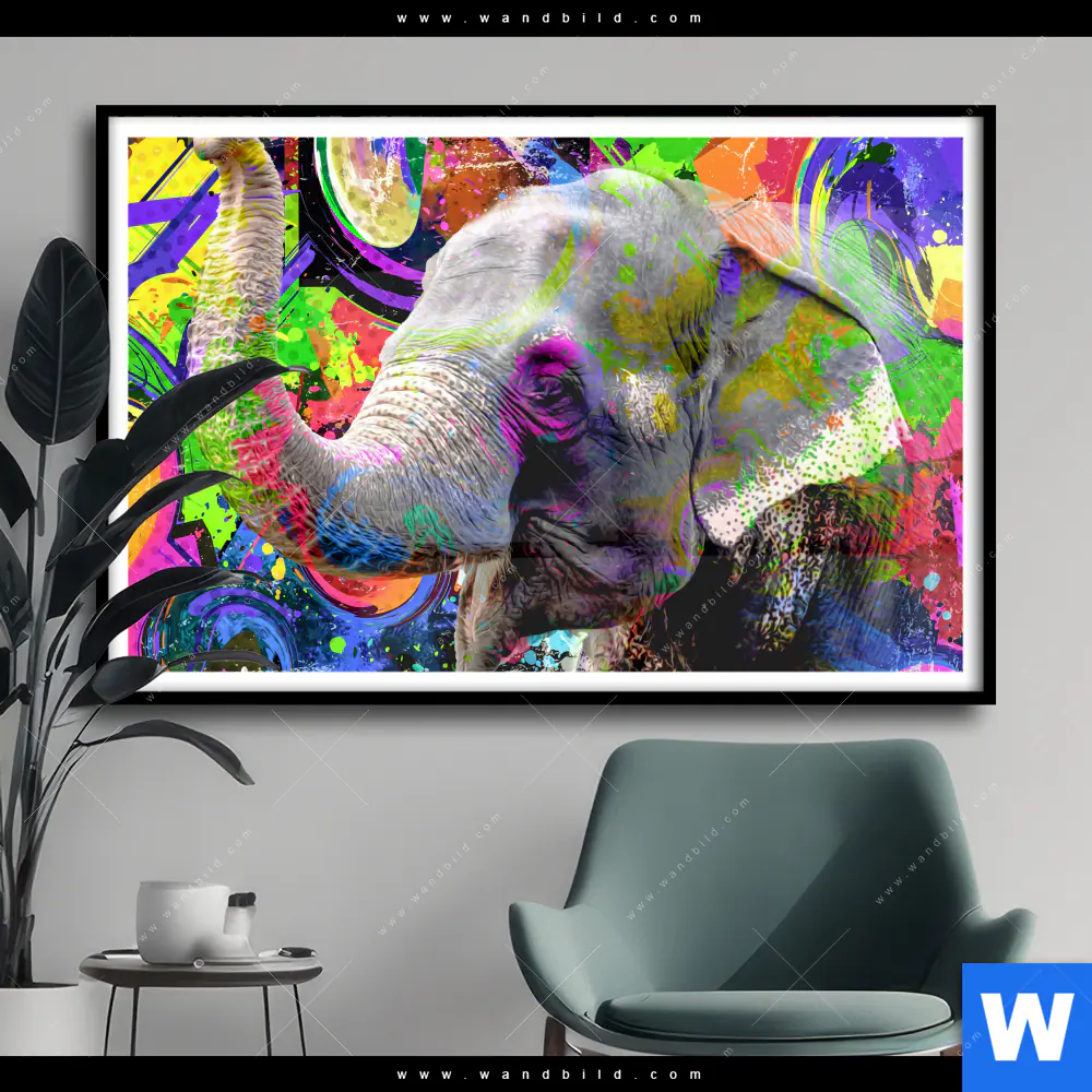 Poster | Moderner bunter Elefant No. 2 | Querformat